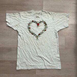 Vintage 90s Single Stitch Fruit of the Loom 3D Heart Christmas Reef Shirt